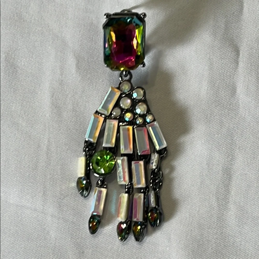 Betsey Johnson Ghoul Friends Skeleton Hand Drop Earrings rhinestones NWT - Picture 8 of 8